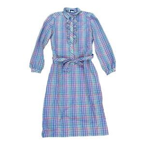 Vintage Jamison Boutique Shirt Dress Size 14 Womens Multicolor Check Plaid Print
